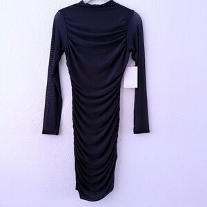 Naked Wardrobe Women’s Navy Blue Mesh Rushed Mini Dress Size XS